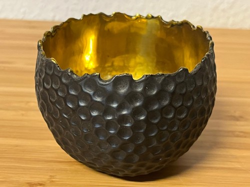 Teelichthalter schwarz gold - |, schwarz/gold