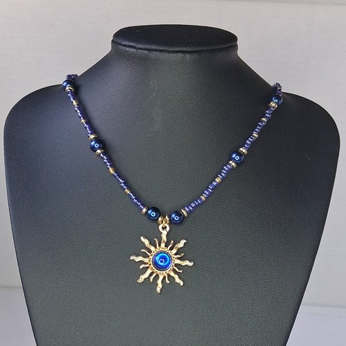Halskette perlenkette blau - halskette,