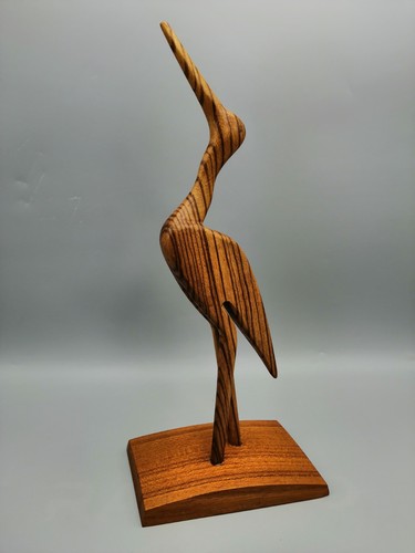 Elegante holzskulptur reiher - reiher, /