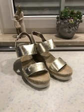 Pimientos Sandalen Gold Gloria 41 Pumps High Heels Leder Riemchen AGL Boss -TOP