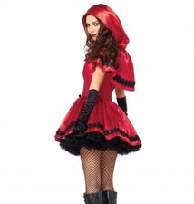 Damen Kostüm Rebellisches Rotkäppchen Kleid Umhang Rot Fasching Karneval S-XXL