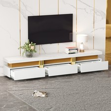 Lowboard TV Schrank mit 3 Schubladen Fernsehschrank Für TVs bis 90 Zoll Weiß