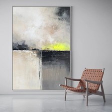 TOP Preis! Avantgard Abstrakt 100x130 cm 03 weiß gerahmt Leinwandbilder Airbrush