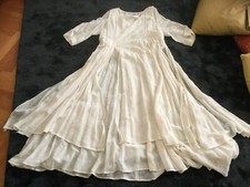  Luxus Maxikleid Vintage cremefarben mit Blütenprint - Gesine Moritz  38/40-Top!