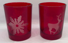 WEIHNACHTEN - Teelichthalter - Glas - rot - 2x - LBVYR
