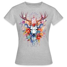 Buntes Hirsch Geweih Trachtenshirt DIrndl Ersatz Frauen T-Shirt