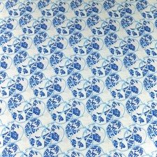 Baumwollstoff Reststück Westfalen Stoff  blau hellbl. Granatapfel ab 50 x 150 cm