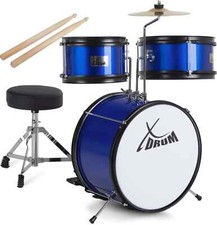 Kinder Schlagzeug Komplett Drum Set Drum Kit Trommel Sticks Lern Buch Blau