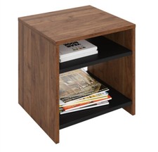 Nachttisch Nachtschrank Kommode Konsole Beistell mit 2 Fächern Nuss/schwarz