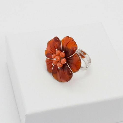925er silberring mit - silberring, agatblume