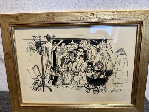 Alte tuschezeichnung flohmarkt - tuschezeichnung,