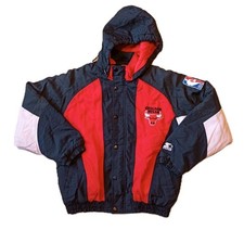Chicago Bulls 90s STARTER Vintage Winter Puffer Jacke Hoodie Jacket Jordan NBA S