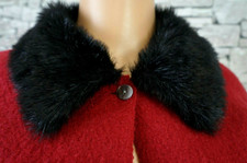 CAROLE LITTLE DAMEN KOCHWOLLE REINE WOLLE JACKE ÜBERWURF ROT KUNSTFELL  L 