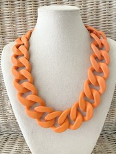 Damen Statement Kette Orange Matt Modeschmuck Glieder Halskette Blogger