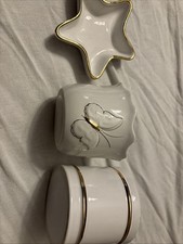 Blumen Übertopf Weiß Gold 3er  Set Klein Mittel Stern Fensterbank Dekorativ Edel