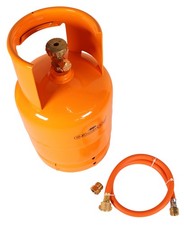 Befüllbare Gasflasche leer 3kg Propan Butan Flasche m. Kragen + Adapter Schlauch