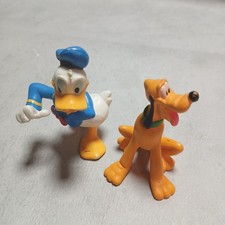 2x Disney Spielzeug Figuren Donald + Pluto Mini Deko Sammler Selten Disneyana