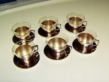 DDR Teegläser mit Untersetzer, 6 Stück, Sonnau, Original, Rarität, Schrankfund