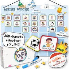 Wochenplaner Kinder XL Magnettafel 300 Magnete Tagesplan Montes TOP Geschenkidee