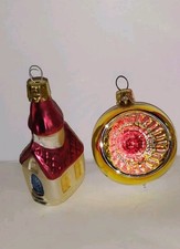 2 x Nostalgie-Glas-Weihnachten-Christbaumschmuck-Weihnachtsbaumschmuck