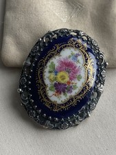 Meissen Brosche Schmuck, Amsterdamer Art, Ende 30er Jahre Blumen Bukett, Silber