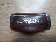 Sehr schöne Schnupftabakdose Holz mit Metallmontur, Pöschl