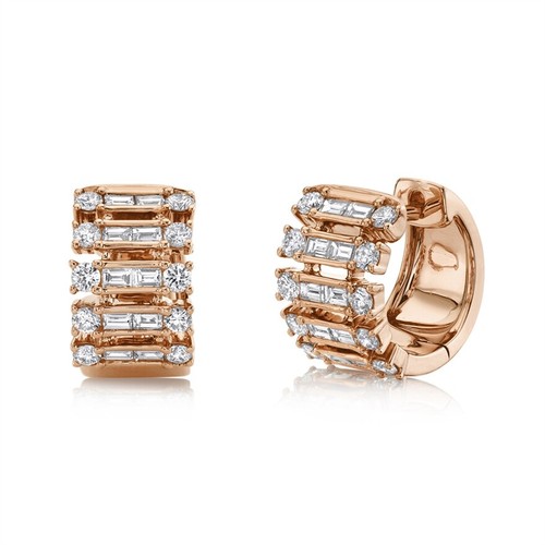 Baguette diamant huggie - diamant,