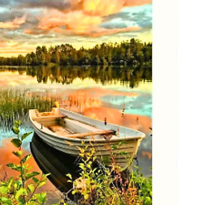 Malerische Landschaft mit Boot:  Diamond Painting Set ohne Bilderrahmen 30x40 cm