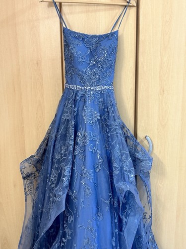 Blue sparkly lace flowy maxi - blue,