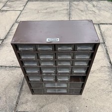 Vintage Raaco braun Metall Werkzeugschrank 21 Schubladen Schrank Kleinteile Aufbewahrung