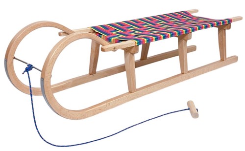 Großer holzschlitten mit sitz - holzschlitten,