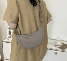 Halbmond Tasche Damen Crossbody Moon Bag Umhängetasche Knödeltasche grau