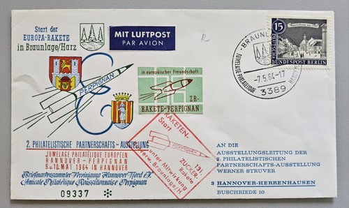 Brief raketenpost bund - brief, 1964