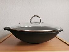 Wok Pfanne mit Glas Deckel 36 cm,