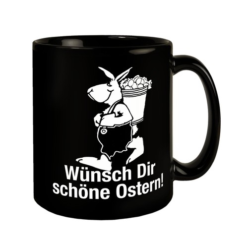 Osterhase tasse schwarz - tasse, mit