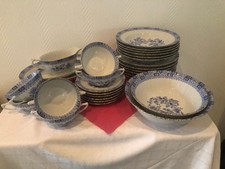 Essservice Seltmann Weiden 6 Pers. 28 tlg. weiss blau Dekor Goldrand