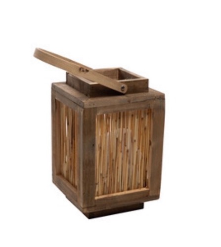 Laterne holz mit schilf cm - laterne,