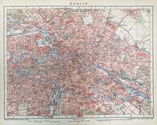 historischer Stadtplan Berlin um 1906 mit Straßenverzeichnis map of Berlin