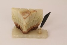 Alabaster Stiftehalter Federhalter Schreibtisch Utensilo dreieckig vintage