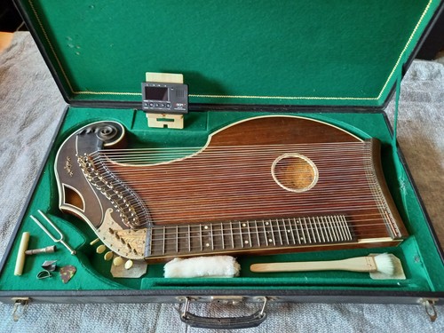 Harfenzither antik mit koffer - harfenzither,