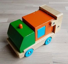 Holzauto Babalu Müllwagen mit Hupe Holzspielzeug