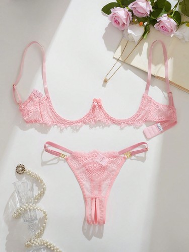 Sexy floral lace lingerie set - floral,