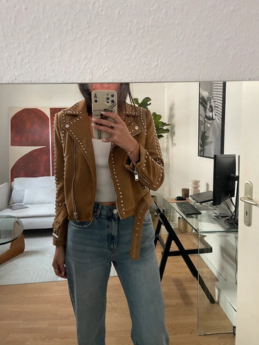 Kunstlederjacke mit nieten - kunstlederjacke,