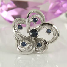 Kettenverkürzer Clip für Perlenkette 585 Weißgold 14K 6 Saphir Edelsteine floral