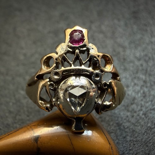 Georgian ring krone herz - ring, 14k