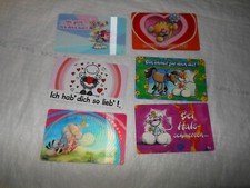 Diddl Funcards Nr.4, 6, 7 ,12 , Hab dich lieb Karte Erinnerungskarte,