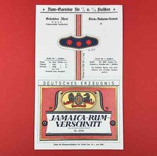 Rum Garnitur Etikett Jamaca Rum No. 8530 Gebrüder Illert, Hanau Lithografie