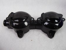 Bakelit Aufputz Feuchtraum Doppel-Steckdose Bauhaus DDR Ruhla - TOP Zustand