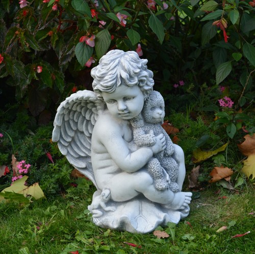 Engel mit teddy grabdeko - engel,