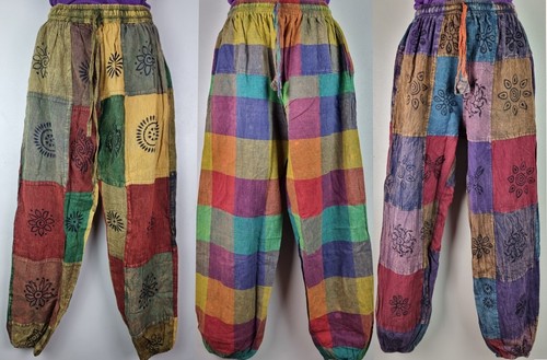 5xl patchwork baumwollhose - s-5xl,